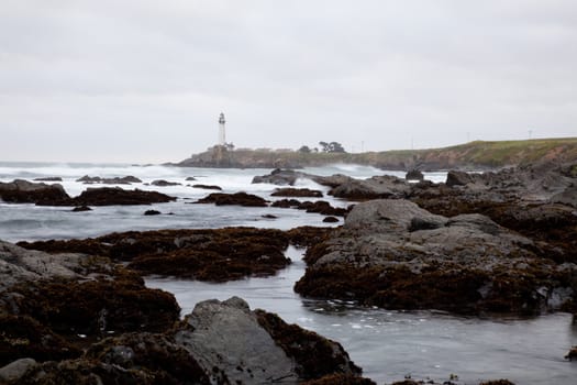 Pacific ocean coast near Pigeon Point Lighthouse.