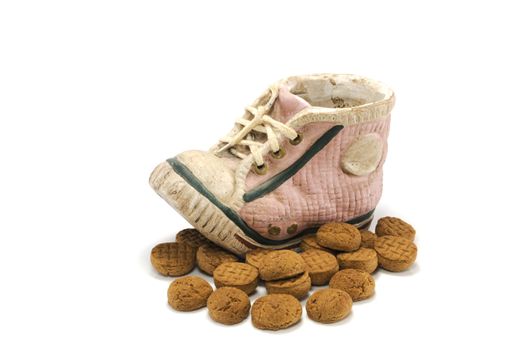 shoe made from stone with pepernoten for the dutch sinterklaas party