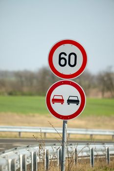 Traffic signs on the side of a road