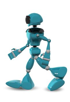 3d illustration of a blue robot on white background