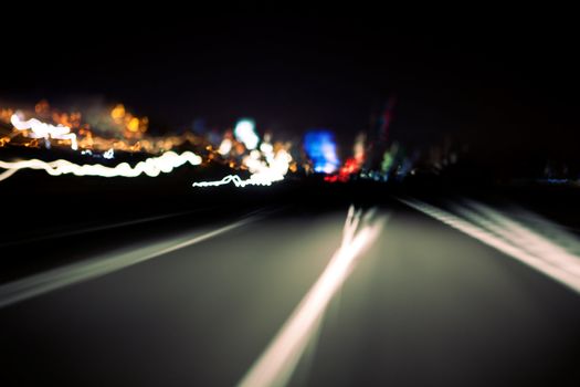 Abstract image of road at night