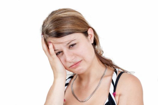  portrait of a young woman looking not to happy