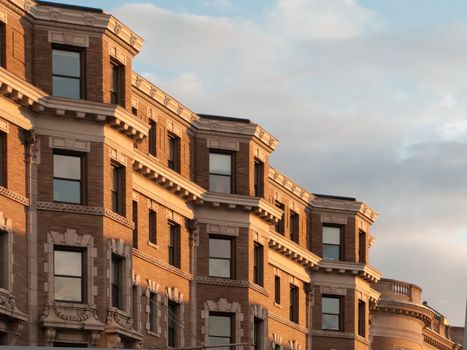 Detail view of Boston's famous brownstone architecture