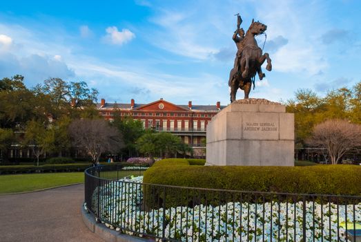 Andrew Jackson statue and Pontalba Apartments, New Orleans