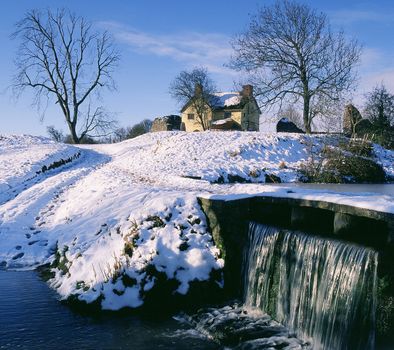 Winter portriat of stogursey castle at Christmas