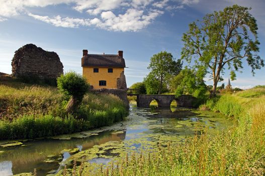 Summer time portriat of stogursey castle at Christmas