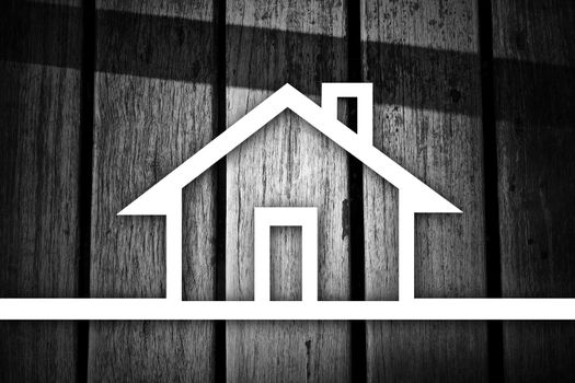 The concept of home. Draw a line on the plank floor.