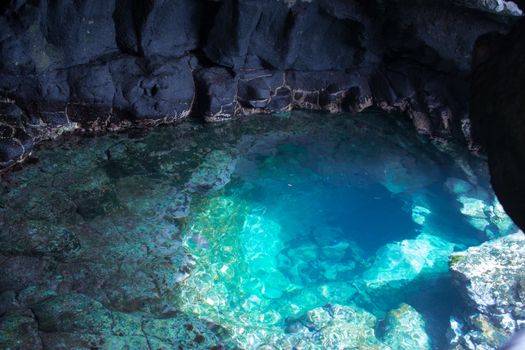 Inside view of cave in rising sal santa maria cape verde