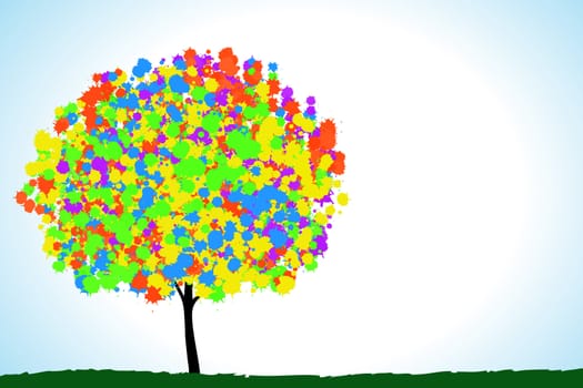 Colorful trees. With digital painting.