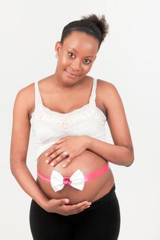 black African woman pregnant metisse isolated beautiful