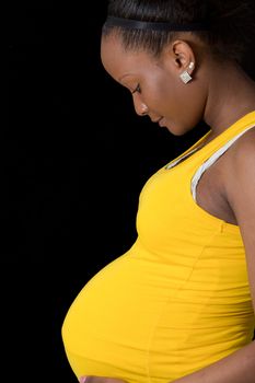 black African woman pregnant metisse isolated beautiful