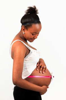 black African woman pregnant metisse isolated beautiful