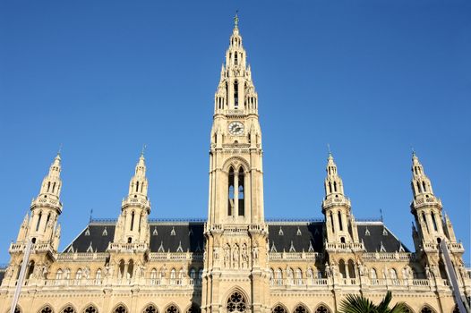famous City Hall building, Rathaus in Vienna, Austria