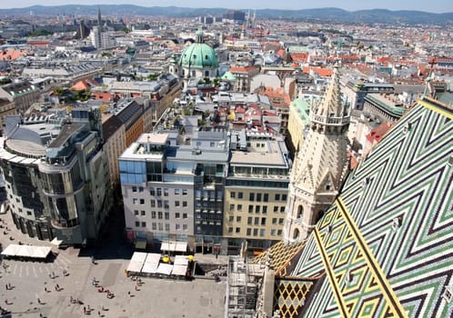Panorama of Vienna, aerial view from Stephansdom cathedral, Vienna, Austria 