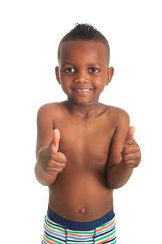 African American child shirtless black curly hair isolated metisse