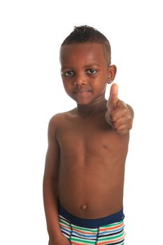 African American child shirtless black curly hair isolated metisse