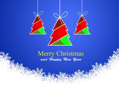 Abstract background with Christmas tree  and colored lights on Christmas. Happy New Year!