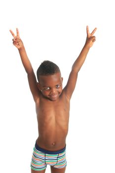 African American child shirtless black curly hair isolated metisse