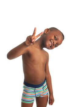 African American child shirtless black curly hair isolated metisse