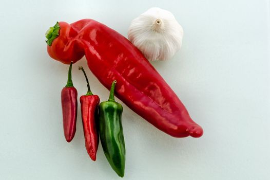 Fresh chilli's, garlic and sweet pointed pepper
