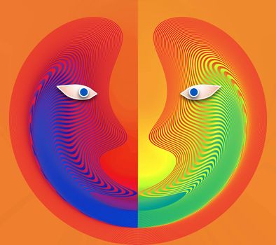 Show the abstract face in a spirit of diversity.