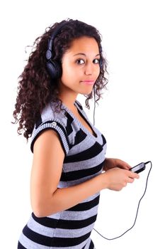 woman listening to music black african