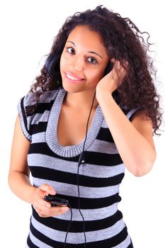 woman listening to music black african