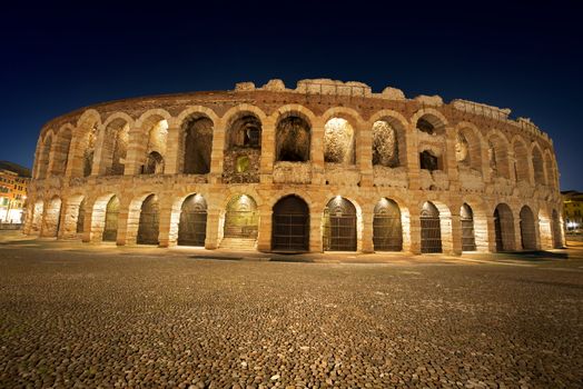 Arena of Verona at night, World Heritage, I-III century - Roman amphitheater