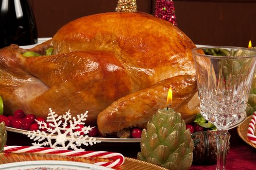 Christmas dinner with delicious turkey