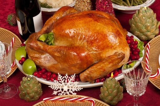 Christmas dinner with delicious turkey