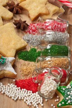 Baking and decorating Christmas cookies 