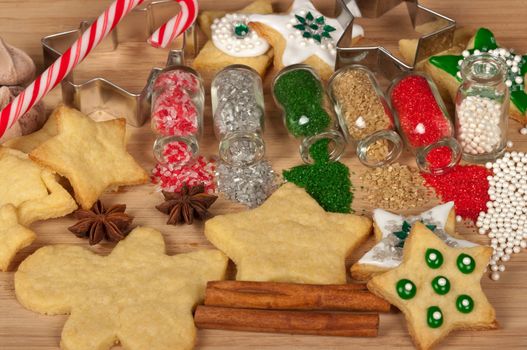 Baking and decorating Christmas cookies 