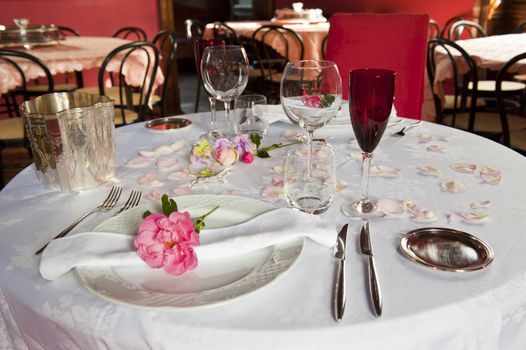 a table set for two spouses