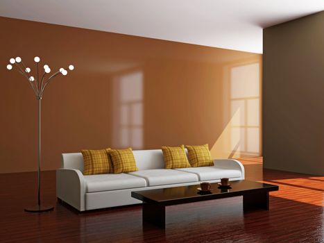 Sofa and a lamp in the big room