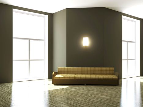 Sofa  near the big window of the room