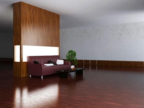 Sofa and a table in the big hall