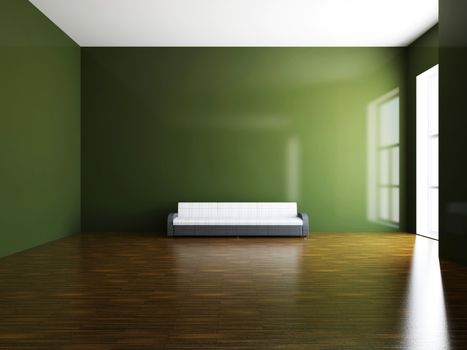 Sofa near the wall in the room