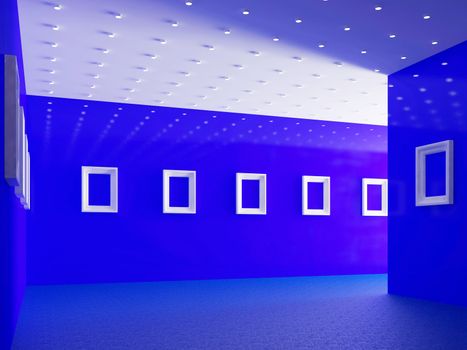 The big gallery with empty white frames