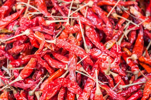 Dried red pepper on display at local market