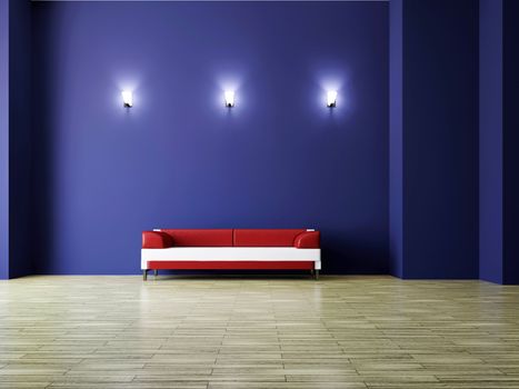 Sofa near the wall in the room