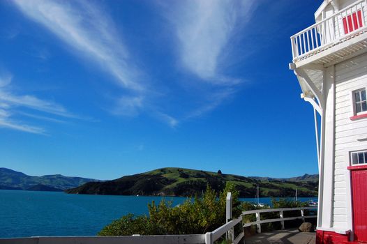 Akaroa bay lighthouse, Banks Peninsula, New Zealand