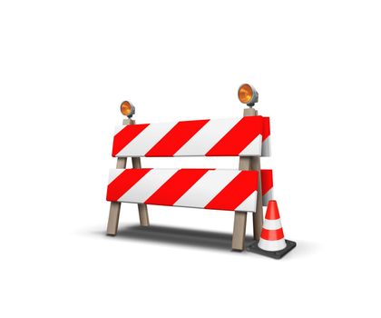 Under construction-Road barrier with cone