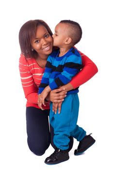 kiss mother and child african black woman children