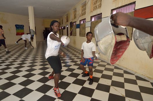 Dakar, Senegal-October,3: a gym for the fencing, the only school of teachers of weapons. It has the assignment to spread the fencing and to give formation and diffusion in Africa