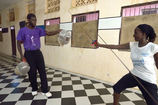 Dakar, Senegal-October,3: a gym for the fencing, the only school of teachers of weapons. It has the assignment to spread the fencing and to give formation and diffusion in Africa