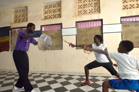 Dakar, Senegal-October,3: a gym for the fencing, the only school of teachers of weapons. It has the assignment to spread the fencing and to give formation and diffusion in Africa