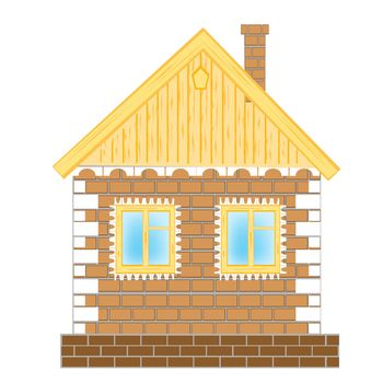 Illustration of the brick building on white background is insulated