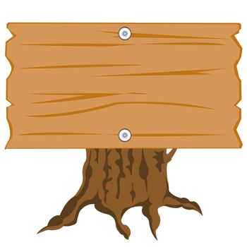 Illustration of the wooden shield on hemp on white background