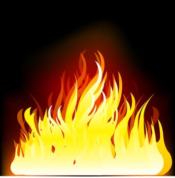 Illustration of the flame on black background is insulated