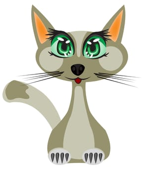 Illustration of the cat on white background is insulated